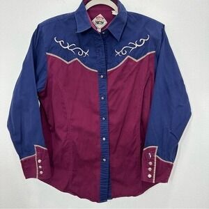 Vintage Cumberland Outfitters Pearl Snap Western Shirt Embroidered Rockabilly‎